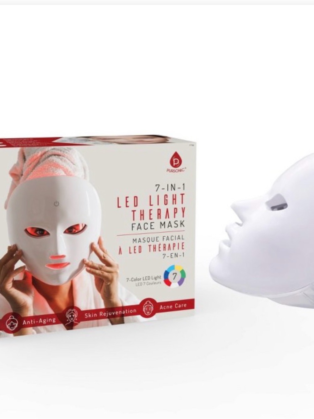 7-in-1 LED Light Therapy Face Mask - White